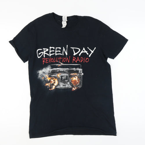 Gildan Men's Black Green Day Music Graphic T-Shirt Small