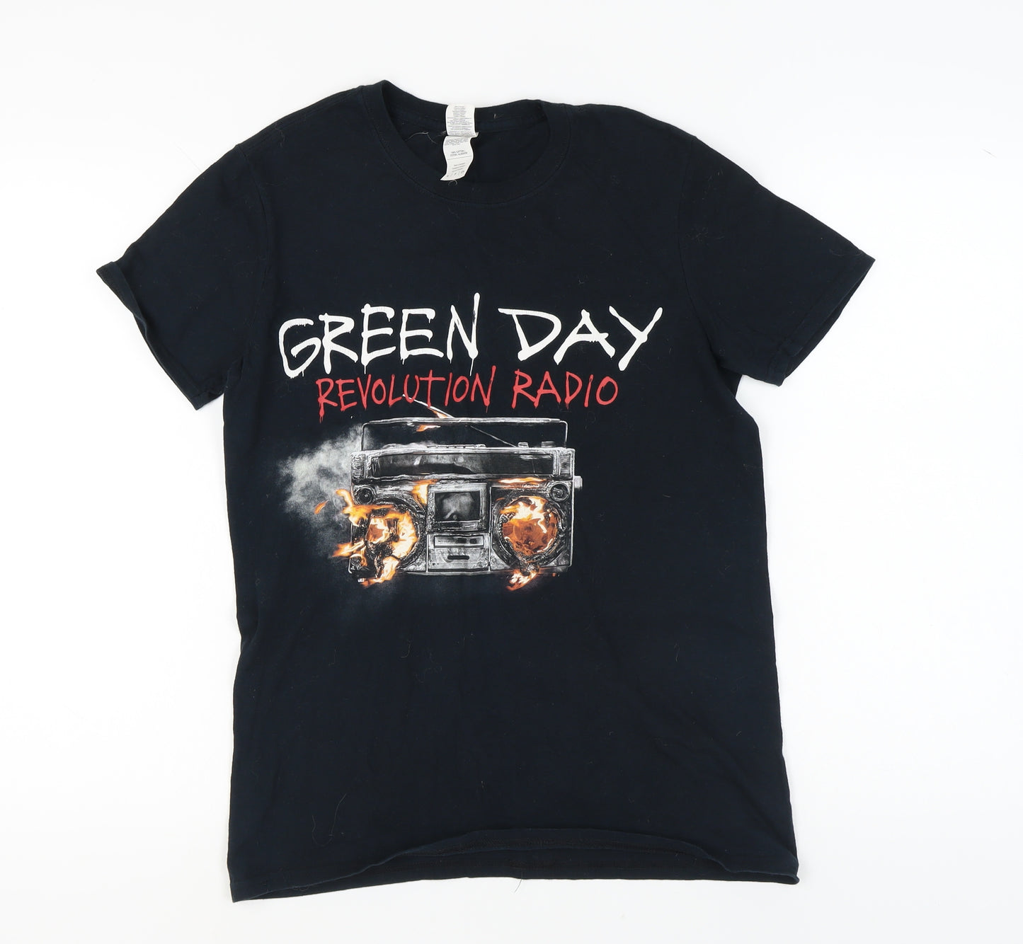 Gildan Men's Black Green Day Music Graphic T-Shirt Small