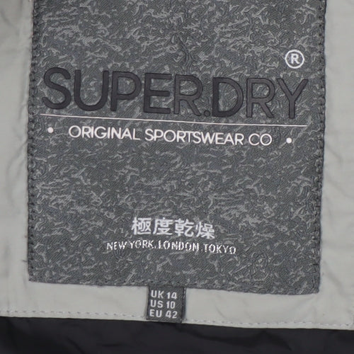 Superdry Women's Grey Puffer Coat with Hood - Size 14