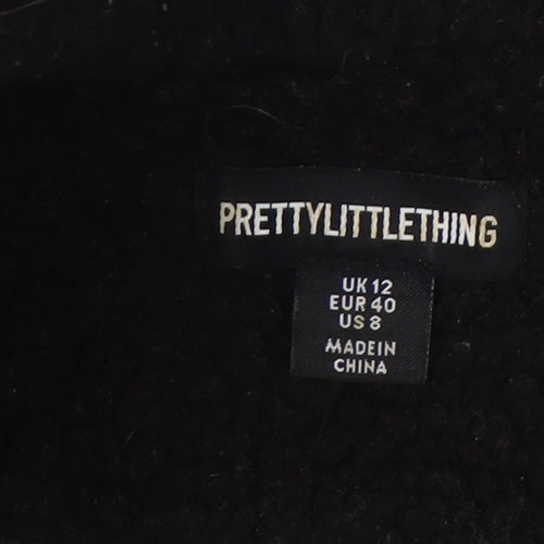 PrettyLittleThing Women's Black Logo Sweatshirt Size 12