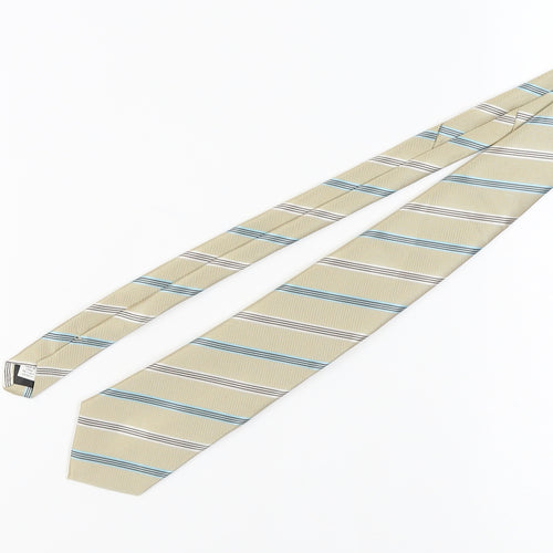 Society of Threads Beige Striped Polyester Men's Tie