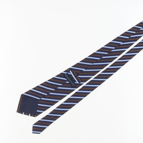 Dehavilland Men's Blue Brown Striped Silk Tie One Size