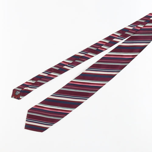 Racing Green Men's Silk Striped Tie - Red, Blue, Silver
