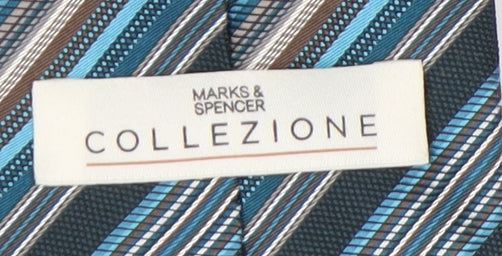 Marks and Spencer Men's Blue Striped Designer Tie