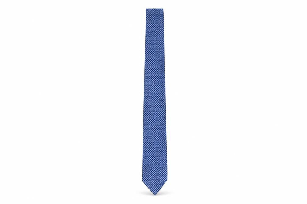 Front view of Thomas Nash Men's Blue Slim Plaid Tie