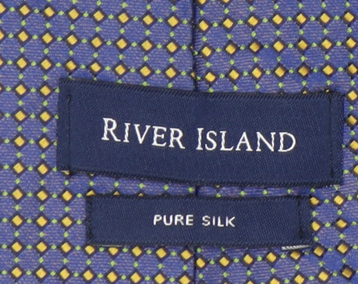 River Island Men's Blue Geometric Silk Tie One Size