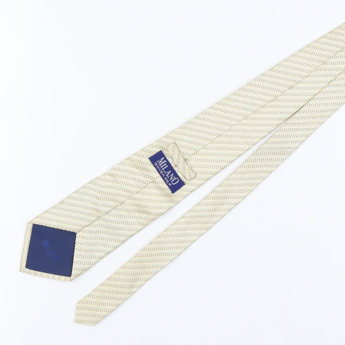 Milano Men's Beige Silk Geometric Tie