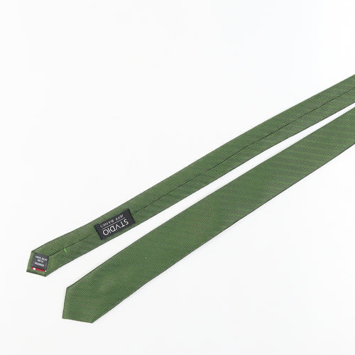 STVDIO Jeff Banks Green Silk Tie Herringbone Men