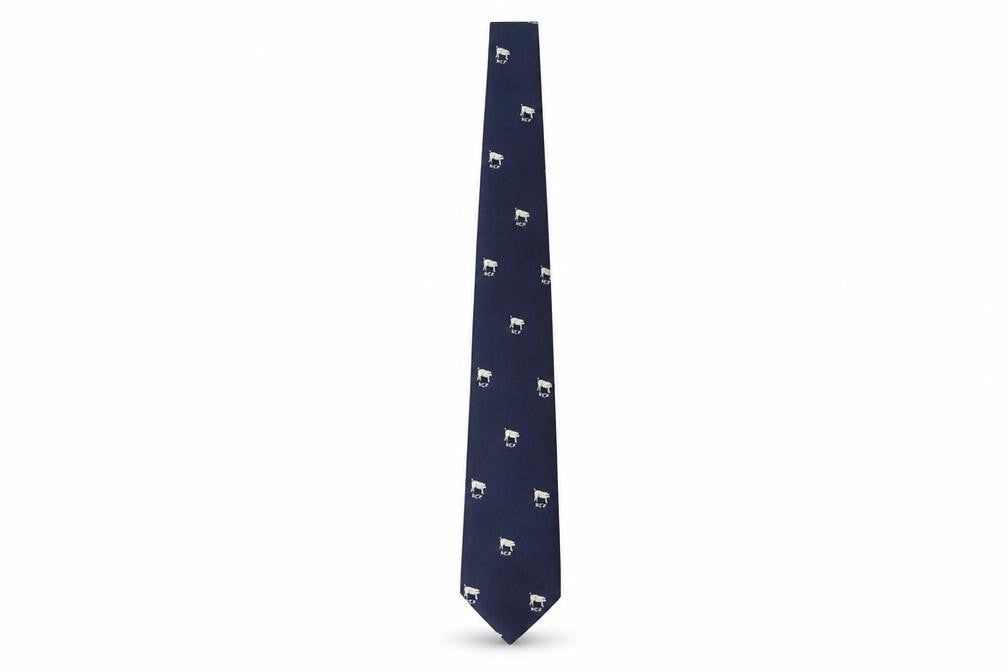 Front view of Madison Men's Blue Animal Print Polyester Tie