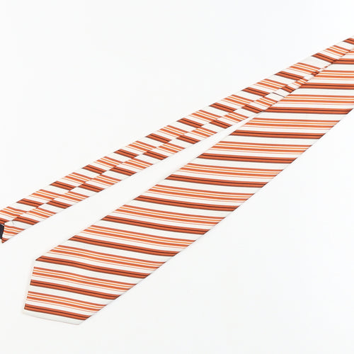 M.Silk Men's Orange Striped Designer Tie, 100% Silk, One Size
