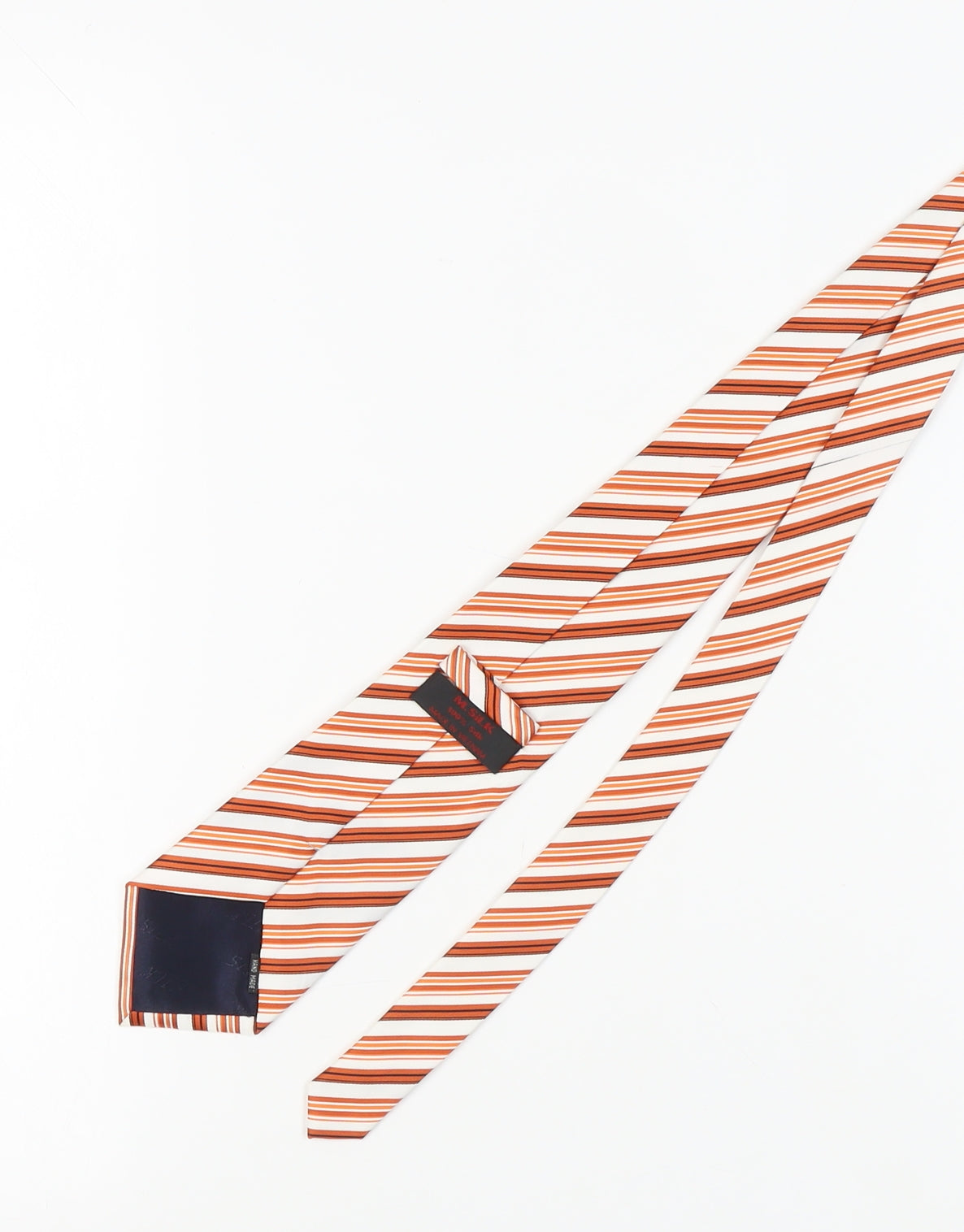 M.Silk Men's Orange Striped Designer Tie, 100% Silk, One Size