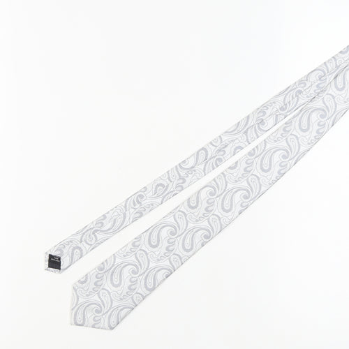 Romanno Mazzini Men's Grey Paisley Handmade Tie