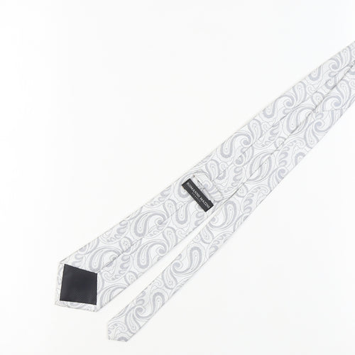 Romanno Mazzini Men's Grey Paisley Handmade Tie
