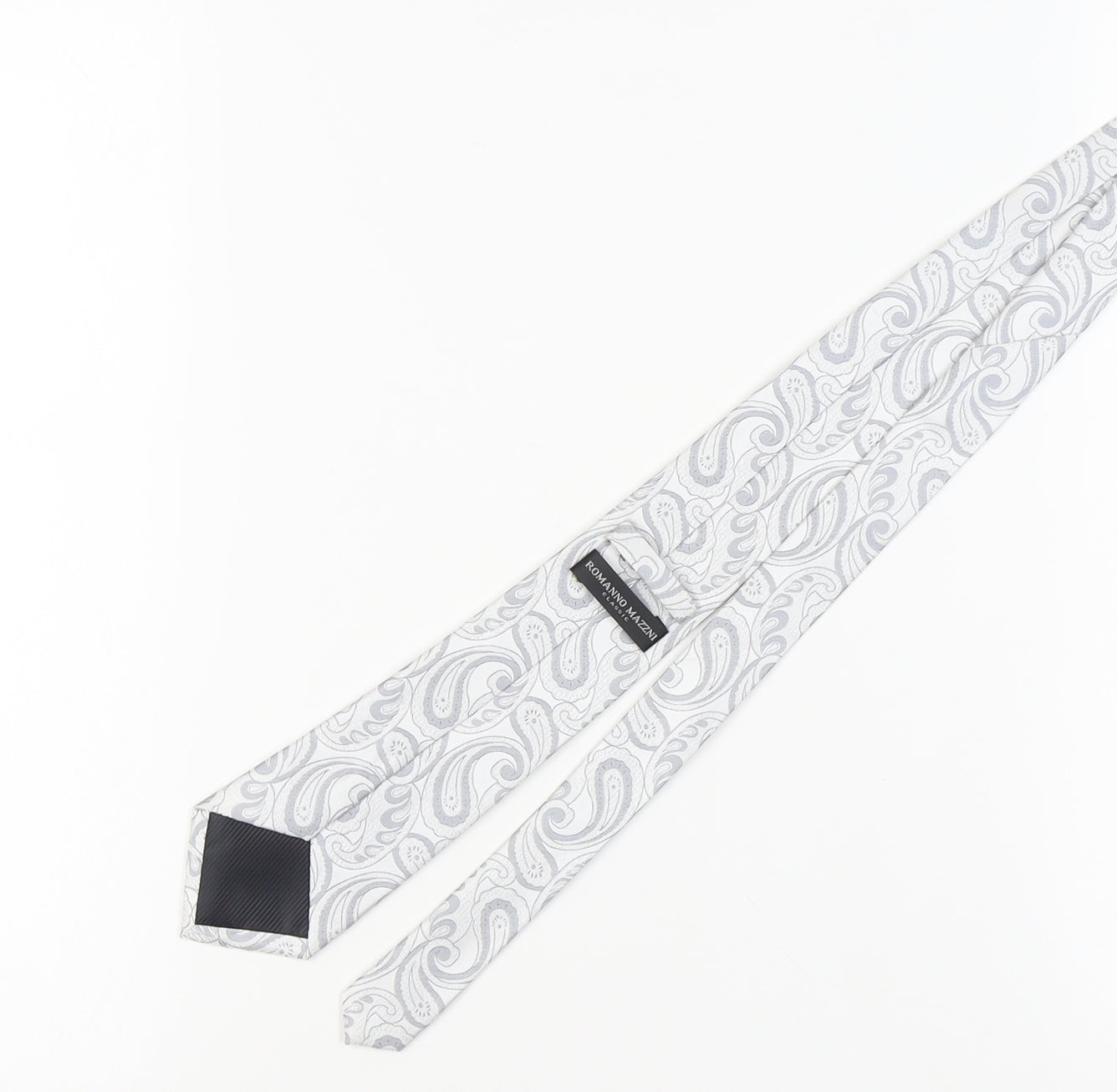 Romanno Mazzini Men's Grey Paisley Handmade Tie