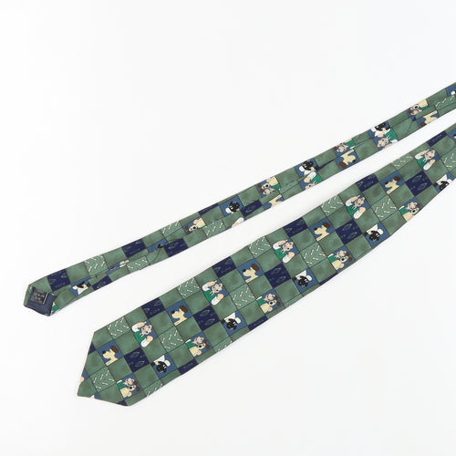 Marks and Spencer Cartoon Plaid Men's Tie - Green/Blue