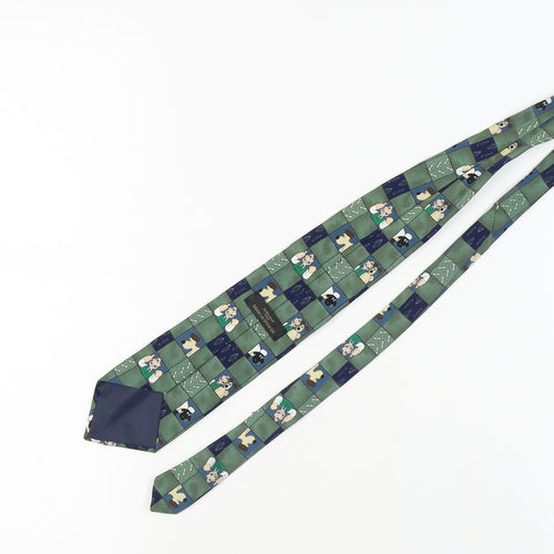 Marks and Spencer Cartoon Plaid Men's Tie - Green/Blue