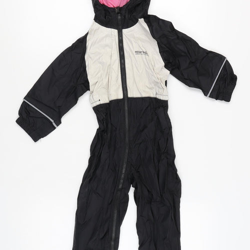 Regatta Girls Black Snowsuit 3-4 Years Hooded Animal Ears Winter