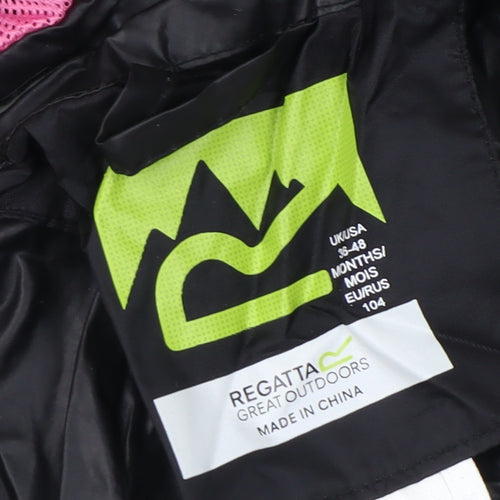 Regatta Girls Black Snowsuit 3-4 Years Hooded Animal Ears Winter