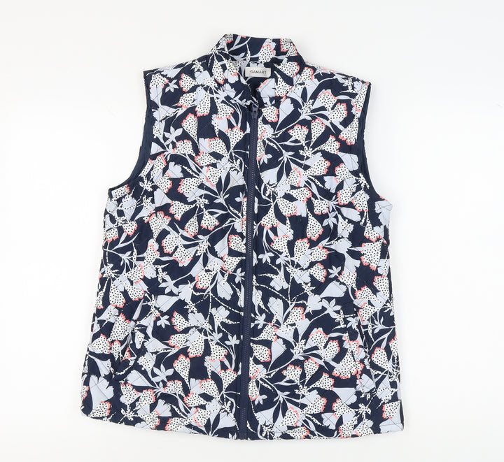 Damart Women's Blue Floral Waistcoat - Size S