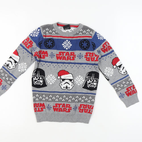 Star Wars Boys Grey Graphic Christmas Jumper, Size 6 Years