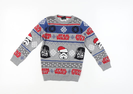 Star Wars Boys Grey Graphic Christmas Jumper, Size 6 Years