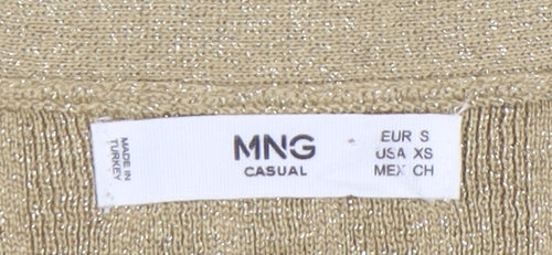 MNG Casual Gold Blouse Women's Size 8 V-Neck