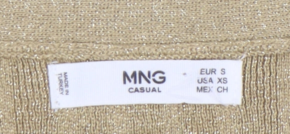 MNG Casual Gold Blouse Women's Size 8 V-Neck