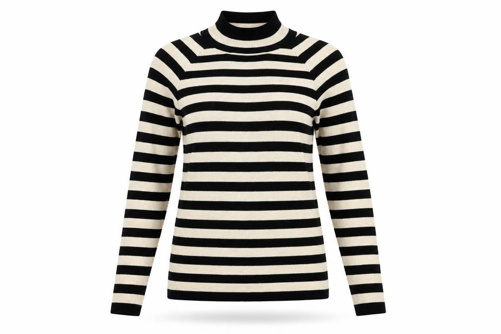 Front view of Next Women's Black Striped jumper, size 12