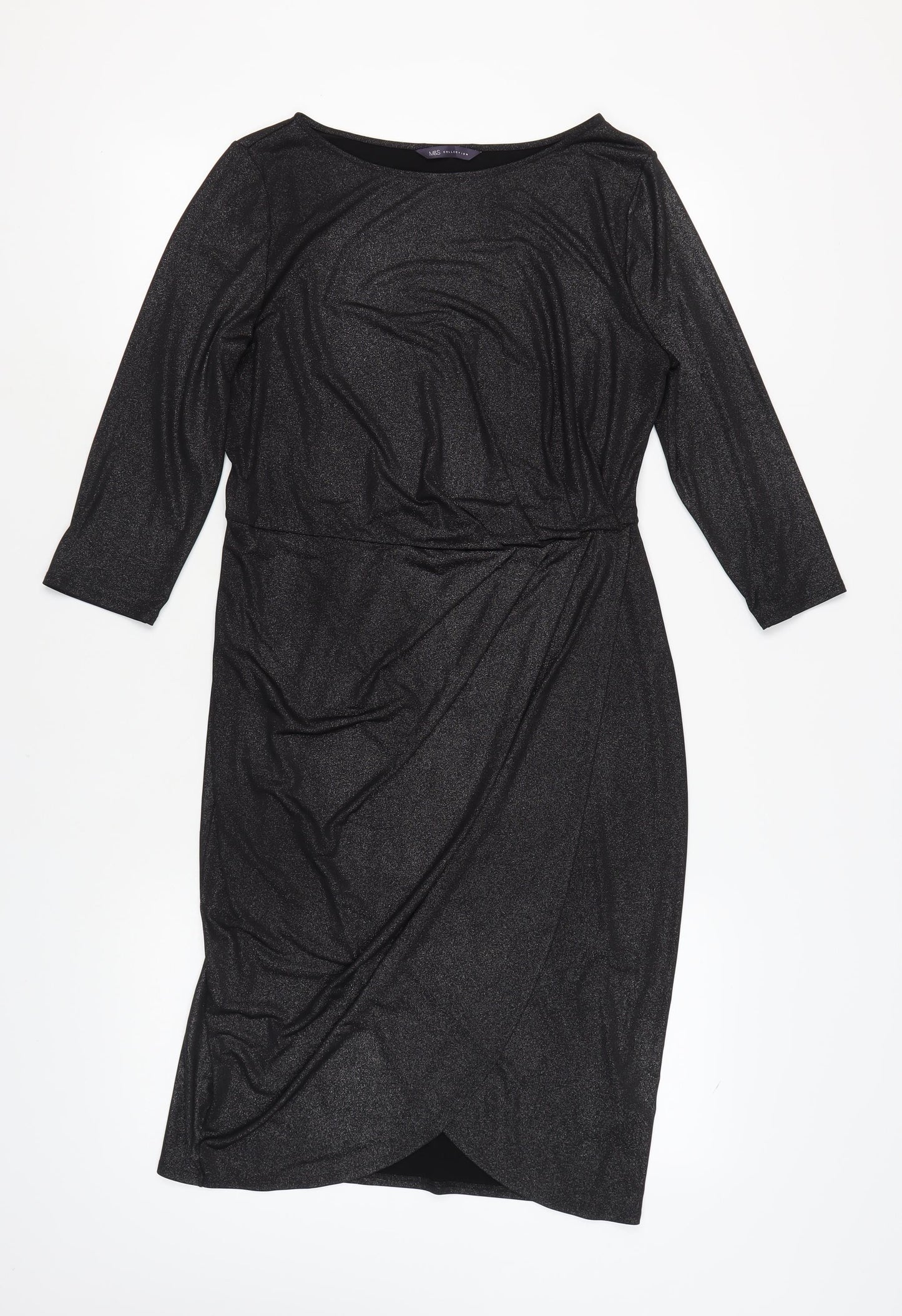 Marks and Spencer Black Sheath Dress, Size 12, Knee Length