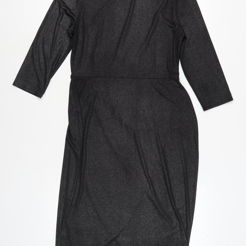 Marks and Spencer Black Sheath Dress, Size 12, Knee Length