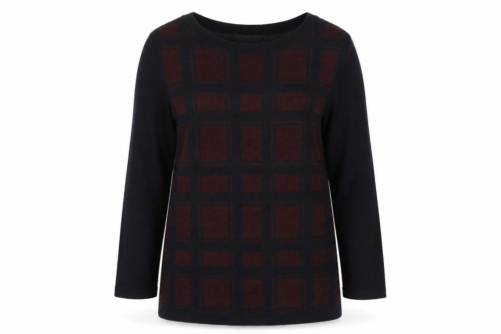 Front view of Phase Eight Women's Black Check Jumper, size 14