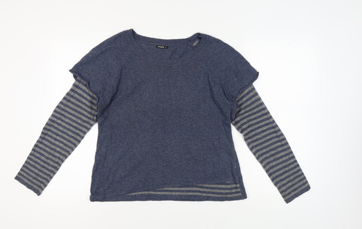 Roman Women's Blue Striped Pullover Jumper Size 16