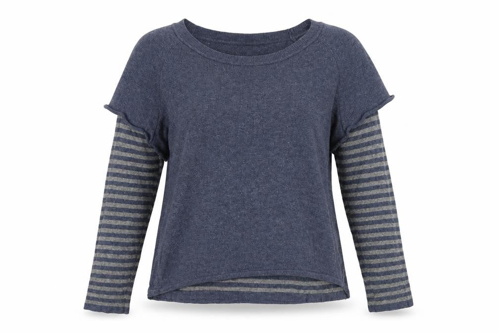 Front view of Roman Women's Blue Striped jumper, size 16