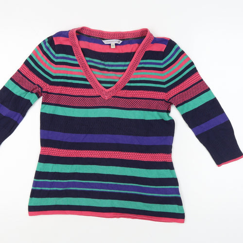 Climb High Dig Deep Women's Multicolour Striped Jumper 14