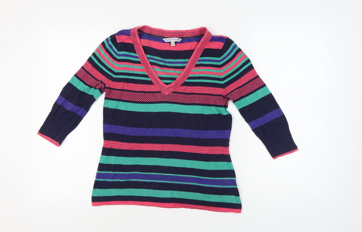 Climb High Dig Deep Women's Multicolour Striped Jumper 14