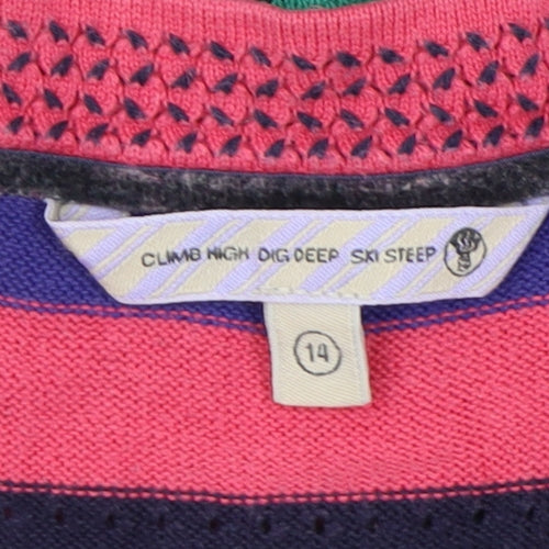 Climb High Dig Deep Women's Multicolour Striped Jumper 14
