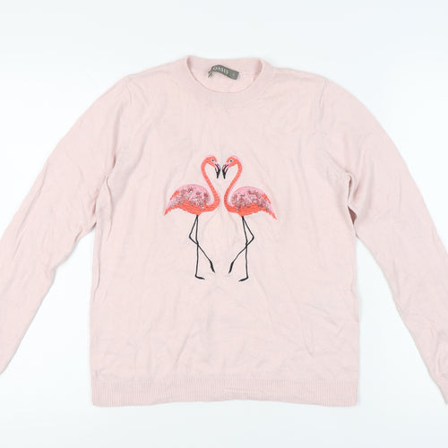 Oasis Women's Pink Flamingo Jumper, Size S, Casual Pullover