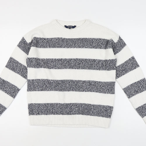 Maine Women's White Striped Pullover Jumper Size 12