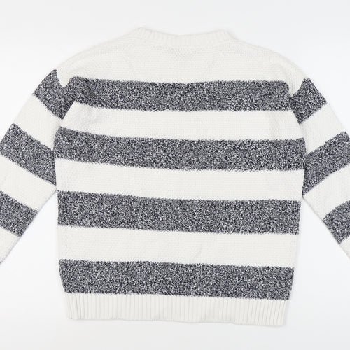 Maine Women's White Striped Pullover Jumper Size 12