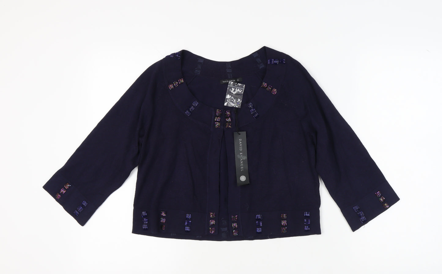 David Emanuel Women's Black Beaded Cardigan - Size 10