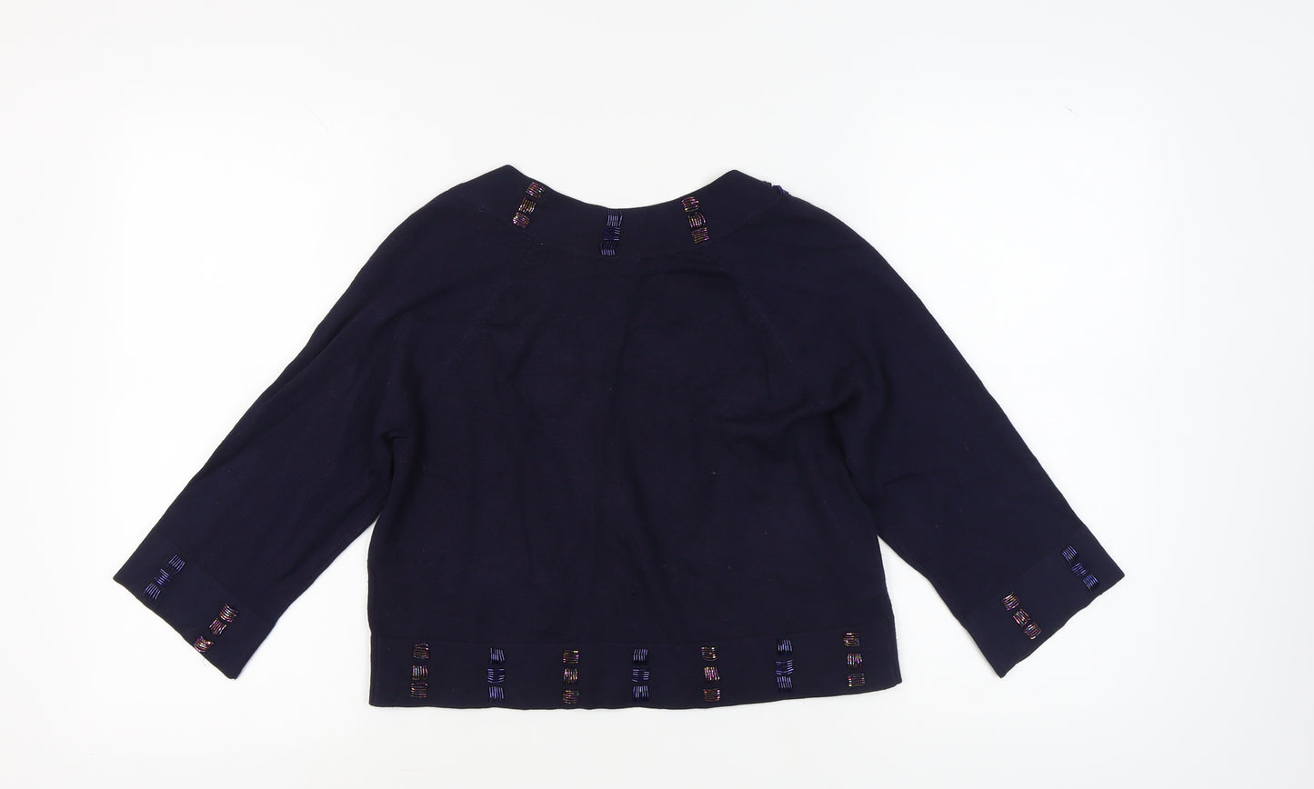 David Emanuel Women's Black Beaded Cardigan - Size 10