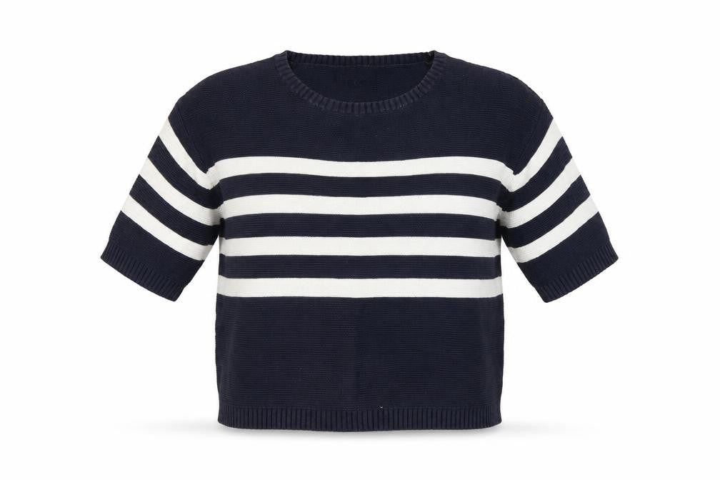 Front view of Next Women's Black & White Striped jumper, size 12