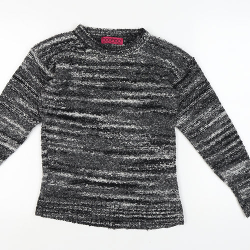 Boohoo Women's Grey Striped Pullover Jumper, Size S
