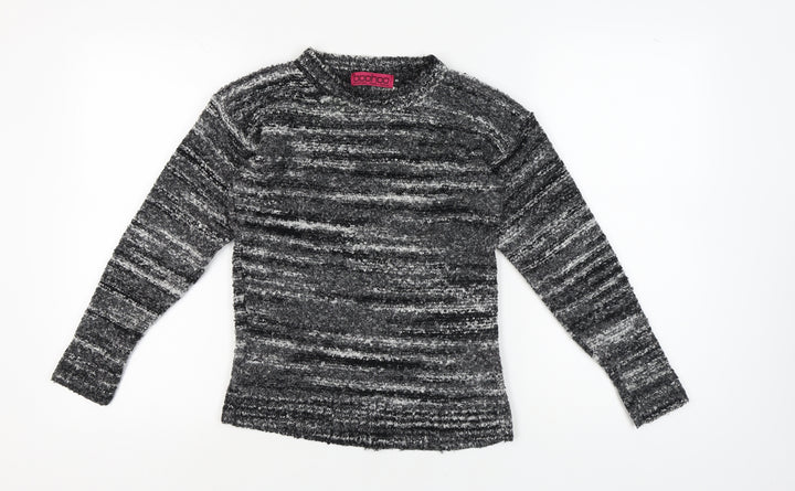 Boohoo Women's Grey Striped Pullover Jumper, Size S