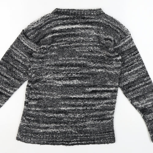Boohoo Women's Grey Striped Pullover Jumper, Size S