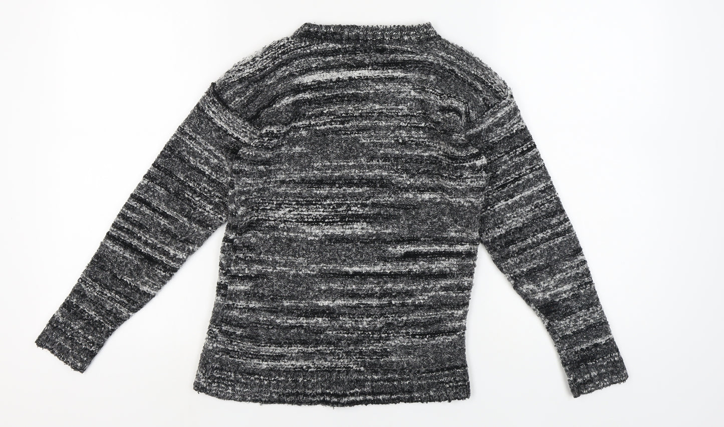 Boohoo Women's Grey Striped Pullover Jumper, Size S