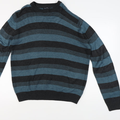 James Pringle Men's XL Blue Striped Pullover Jumper