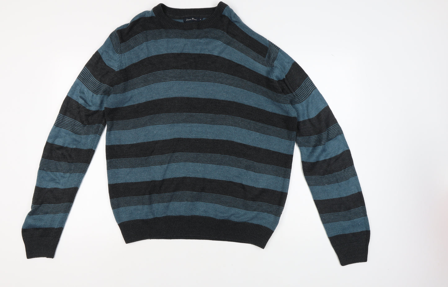James Pringle Men's XL Blue Striped Pullover Jumper