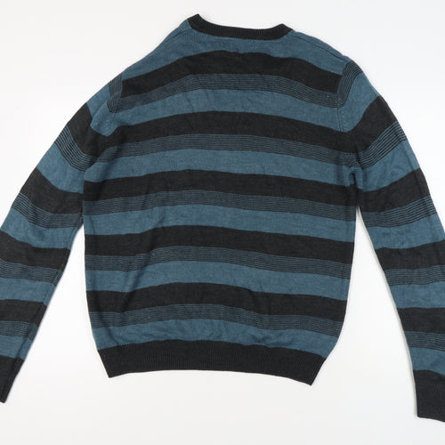 James Pringle Men's XL Blue Striped Pullover Jumper