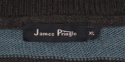 James Pringle Men's XL Blue Striped Pullover Jumper